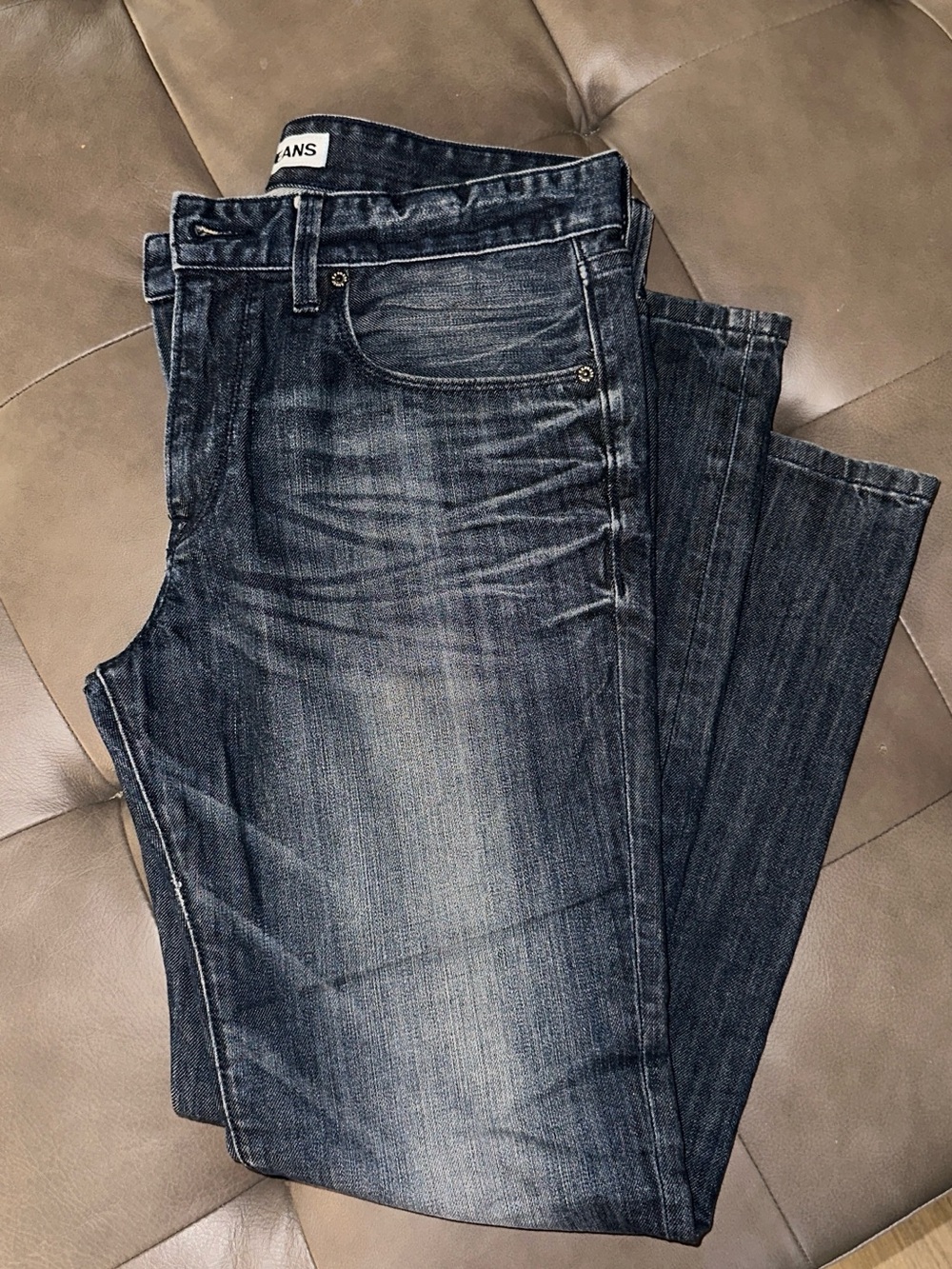 Express Men's Dark Wash Straight Jeans - Blue